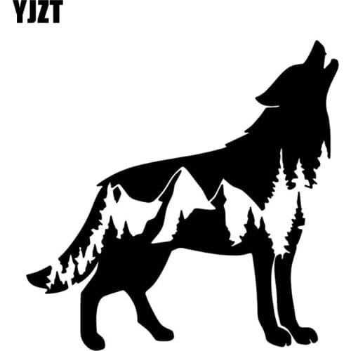 YJZT 17.1CM*17CM Wolf Landscape Decoration Design Car Stickers Car Door Accessories Black/Silver C4-1159