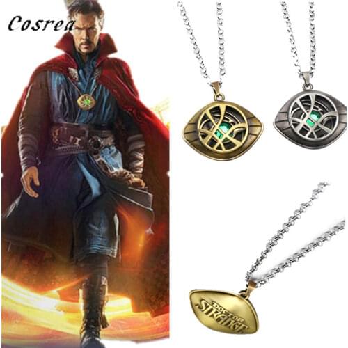 Endgame Doctor Strange Eye of Agamotto Time Stone Pendant Action Figure Collection Figurine Toy model Costume Necklace