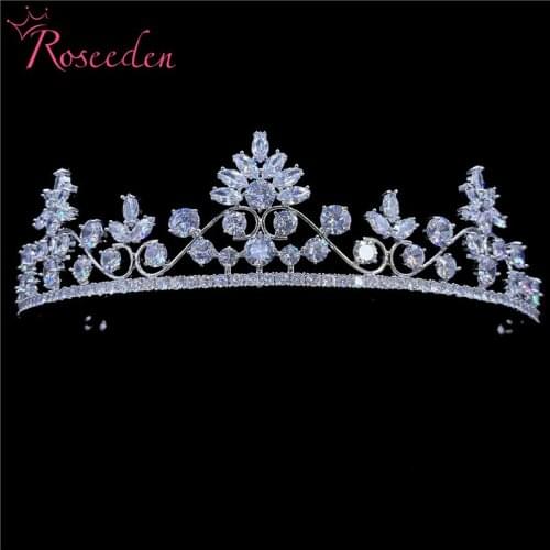Classic CZ Cubic Zirconia Tiara Bridal Wedding Crown Headband Headdress Womens Party Hair Jewelry Accessories RE3640