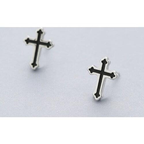 L&P New Fashion Cross 925 Sterling Silver Stud Earrings For Women Men,Fine Jewelry Wholesale Birthday Gift Hot Sale