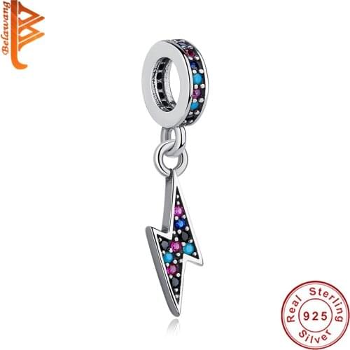 BELAWANG New Arrival 100% 925 Sterling Silver Exquisite Lightning Bolt CZ Charm Bead it Women Bracelet Sterling Silver Jewelry