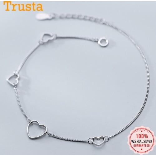Trustdavis Real 925 Sterling Silver Minimalist Fashion Romantic Heart Anklets For Women Wedding Anniversary Fine Jewelry DA1594