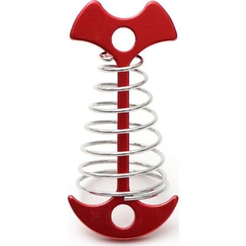10Pcs Outdoor Tent Fixed Nail Deck Gap with Spring Fixed Fish Bone Nail Wood Plank Anchor Windproof Drawn Rope Nail Red Large