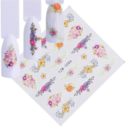 YWK 12 Styles Water Decals Slider Summer Rose/Flower/Wolf/Dream Catcher Watermark Nail Sticker Wraps Manicure