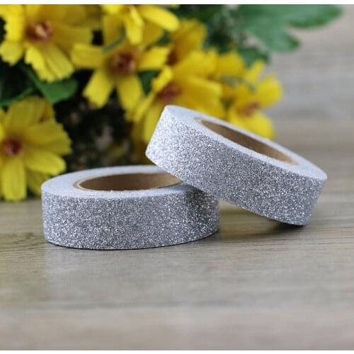 1X powder silver Glitter Washi Tape Scrapbooking Christmas Party Kawaii Cute Decorative Paper Crafts Hot Sale