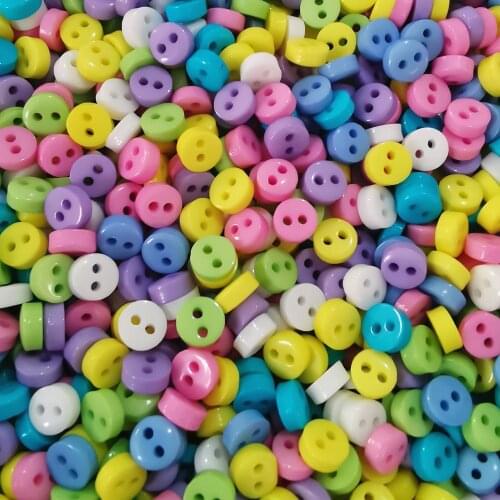 250pcs Pastel Mixed Mini Tiny Resin Round Buttons For Dolls Soft Toys Clothes 6mm Sewing 2 Holes Accessories