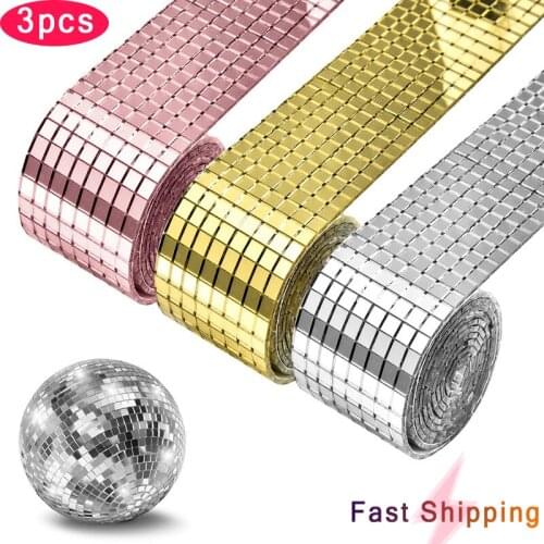 3 Pcs Rolls Self-Adhesive Glass Craft Mini Square Mirrors Mosaic Tiles For DIY Hand Crafts Home Decoration Party Decoration Hot