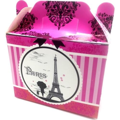 6pcs/lot Happy Birthday Party Paris Eiffel Tower Gifts Candy Box Baby Shower Paperboard Decorations Kids Favors Surprise Boxes