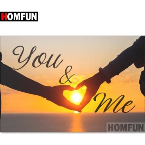 HOMFUN Full Square/Round Drill 5D DIY Diamond Painting "you & me" 3D Diamond Embroidery Cross Stitch Home Decor A18533