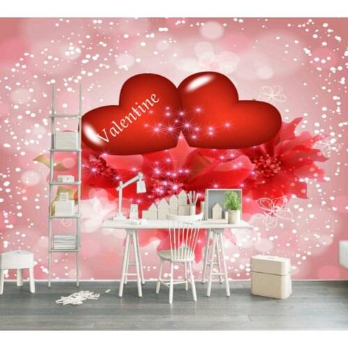 Free Shipping Heart To Heart Love Decorative Wall Custom 3d Wedding Celebration Decoration Mural Romantic Valentine Wallpaper