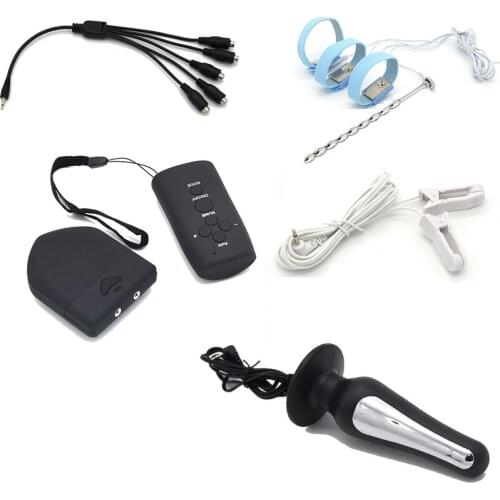 Wireless Remote Control Electric Shock Penis Rings/Catheter Electro Shock Nipple Clamps Anal Butt Plug Sex Toys Sex Shop