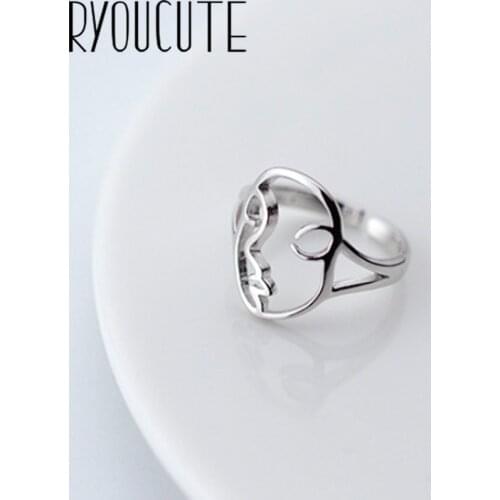 Bohemian Vintage Silver Color Face Mast Rings For Women Gifts Girls Open Retro Antique Rings Wedding Jewelry