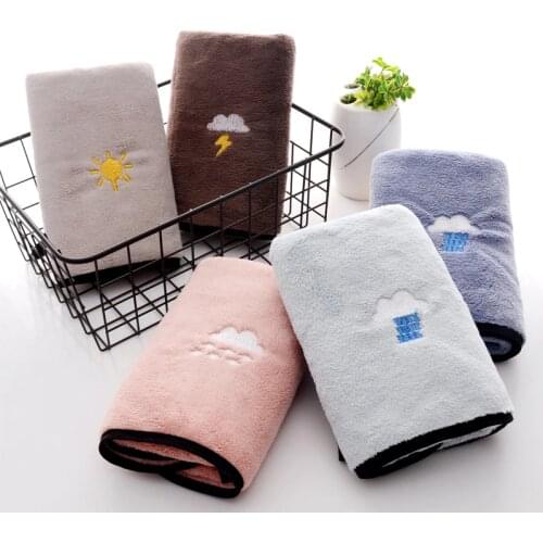 Quick dry microfiber coraline toalha face towel Absorbent Weather embroidery pattern for kids adult women