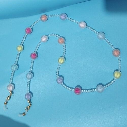 Pumpkin Beads Mask Chains Macaron Crystal Flower Pearl Sunglasses Chain For Women Eyeglasses Lanyards Fashion Jewelry Accessorie