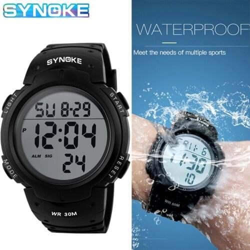 SYNOKE 9668 Men Sports Watches Chronos Countdown Mens Watch Waterproof LED Digital Watch Man Electronic Clock Relogio Masculino