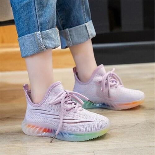 Childrens shoes 2021 spring and autumn new girls' mesh breathable sports shoes girls' fashion soft sole coconut shoes