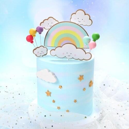 Birthday cake top hat rainbow cloud balloon cake sign cake top hat children birthday party cake decoration supplies
