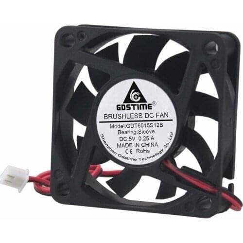 Gdstime 20 pcs 5V DC Brushless Cooling Fan 60mm x 15mm 2Pin 60x60x15mm 6015 Motor Cooler 6cm 60mmx60mmx15mm