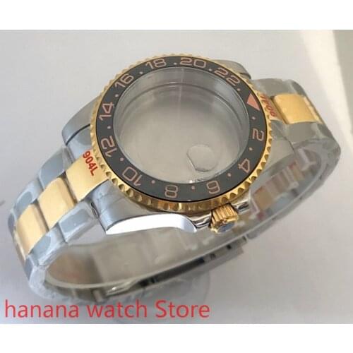 Sealed back cover 904L stainless steel gold strap bracelet 40mm sapphire glass ETA NH36 MH35 cases bezel pink