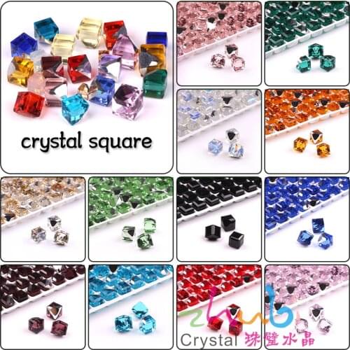 ZHUBI Faceted Glass Square Cut Beads 6MM Crystal Clear No Hole Cube Beads Claw Rhinestones Flatback Glass Stones Decorations DIY