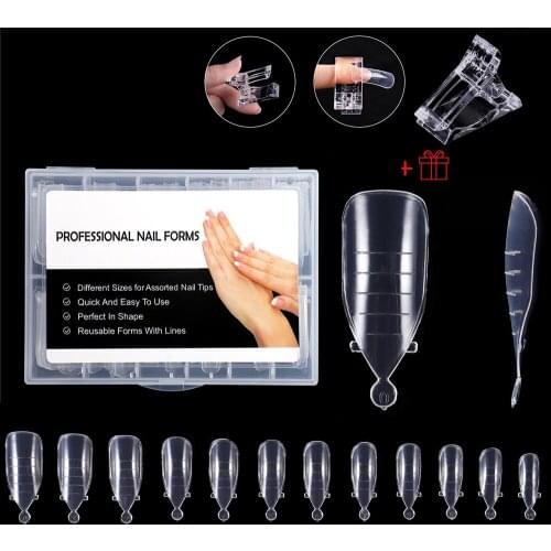 False Nails Forms Mold Square Stiletto Tips Sharp Stilettos Fake Nail UV Gel Manicure Easy Apply Salon Extension