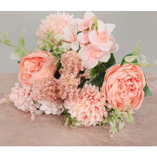 7 Head Rose Artificial Flower Silk Peony High Quality Bouquet Wedding Decor Fake Flower Home Garden decoration Accessories Craft