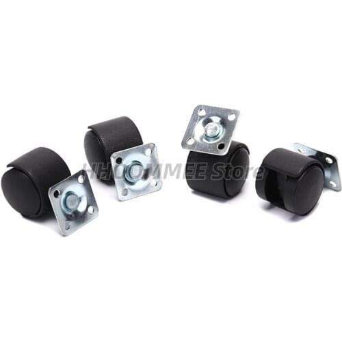 1pcs Black Swivel Plate Caster 30mm Nylon Wheel Chair Table Castor Replacement Hardware Casters For Industrial Furniture