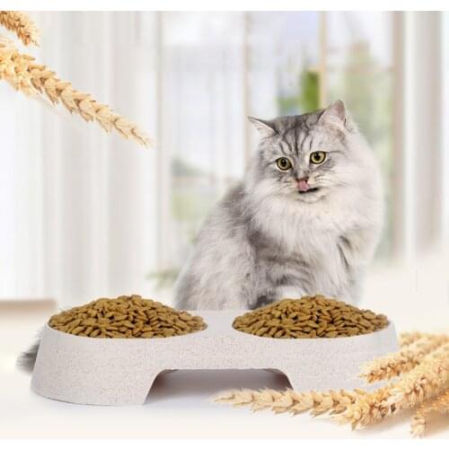 Pet Accessories Cat Food Feeders Wheat Straw Material Bowl Tray For Dogs Biodegradable Feeding Troughs Goods For Animals