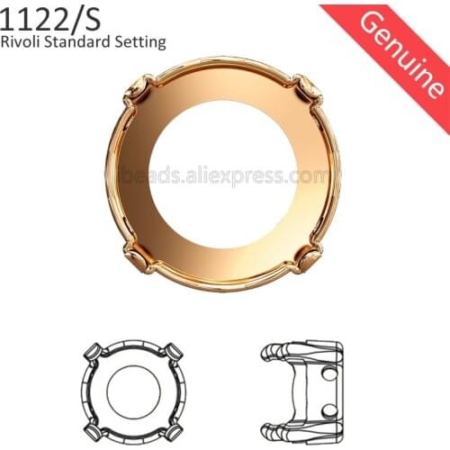 Crystal from Swarovski 1122/S Rivoli Standard Setting (4 holes for sewing) made of tombac for 1122 Rivoli Round stone