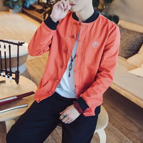 2021 New Chinese Style Mens Clothing Coil Button Jacket Classic Pop Baseball Collar Retro Tang Suit Streetwear Hanfu Tops Coat