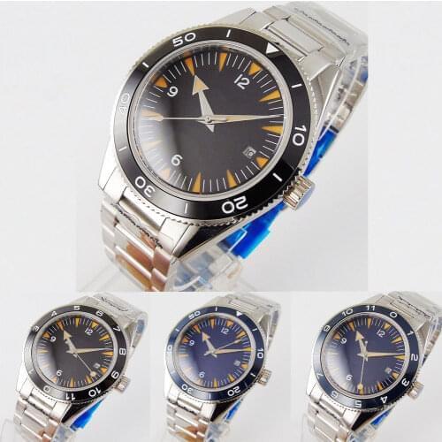 41mm Courgeut Mens Watch Genuine NH35/NH35A Automatic Movement Sapphire Crystal Date Window Rotating Bezel Screw Crown Bracelet