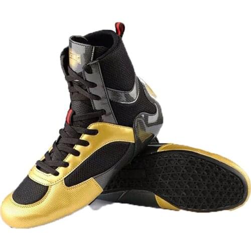 New Professional Boxing Shoes Higt Ankle Men Gold Light Wrestling Shoes Men Breathable Boxing Boots Anti Slip Wrestling Sneakers