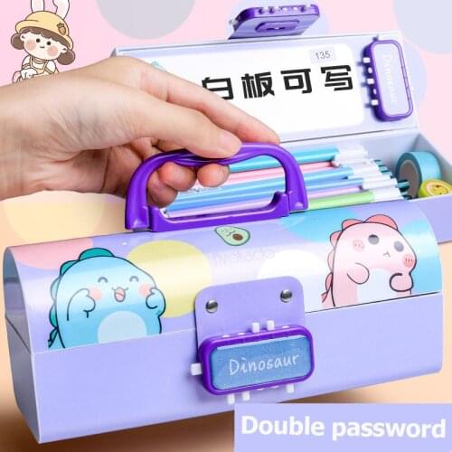 2021 New Portable Creative Pencil Case Multifunction With Password Lock Large Capacity Pencil Case Boy Girl School Stationery