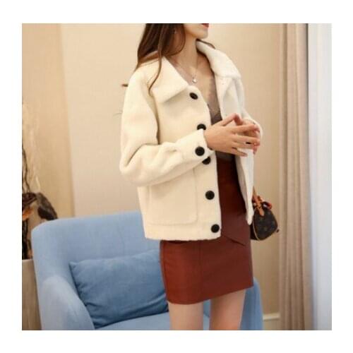 New natural sheep shearing coat women Real Sheep Fur jacket Australian lamb fur coat not fall fur plus size Free shipping F1112