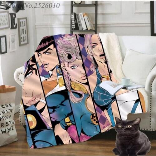 NEW Jojos Bizarre Adventure Blanket 3D Print Anime Adult Fleece Quilt Teens Travel Sofa Keep Warm Child Throw Plush Blankets 09