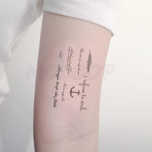 Water Transfer Black Sexy Anchor Letter Tattoo Body Art Waterproof Temporary Fake Flash Tattoo for Man Woman Kid 10.5*6 Cm