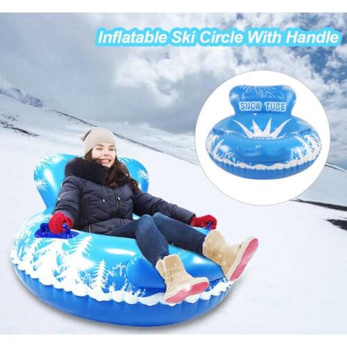 Durable Winter Inflatable Ski Circle Ski Circle With Handle 100kg Bearing Weight Snow Tube Skiing Thickened Floated Sled