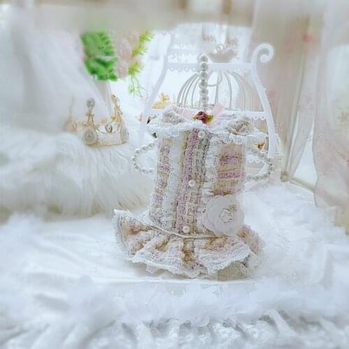 Handmade High End Luxury Princess Dog Coat Dress Pet Clothes Bright Colors Camellia Tweed Classic Fashion Cute C Style Yorkie