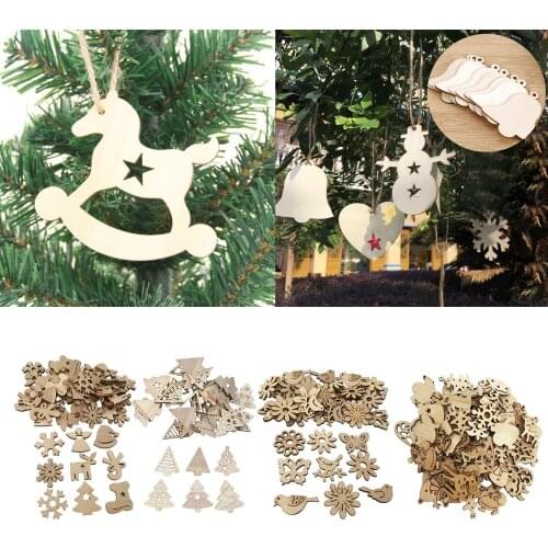 100x Christmas Wood Shapes Washers Craft Scrap Booking Art Wood