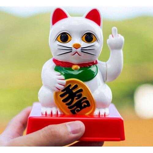 Lucky cat Swing Middle Finger lucky cat ornaments creative figurines home decoration crafts Christmas Desktops Novelty gifts