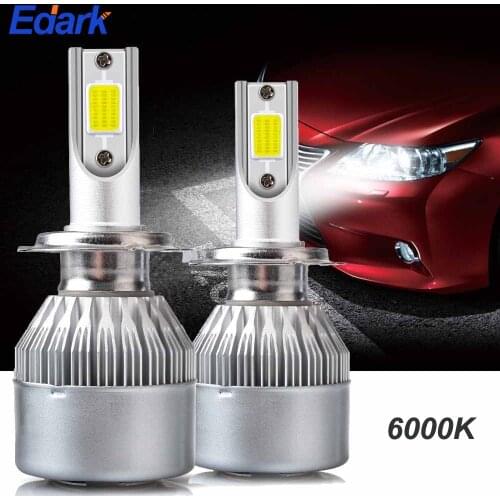 Edark 2Pcs Led Headlight Bulbs H11/H9/H8 H7 LED Car Lights H4 880 H1 H3 HB3 9005 HB4 9006 H13 6000K 72W 12V 7600LM Auto Headlamp