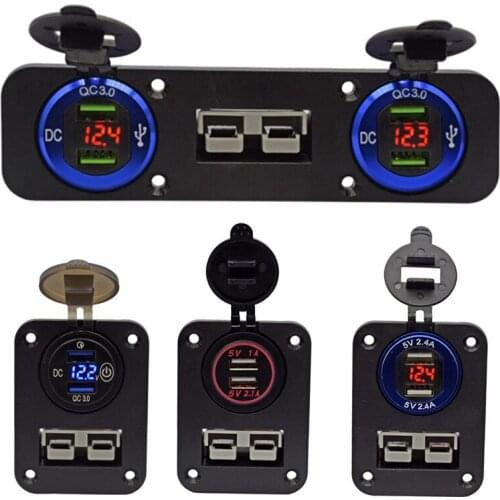 Flush Mount Anderson Plug Socket Double USB Charger Panel for Caravan Camper Boat Truck RV