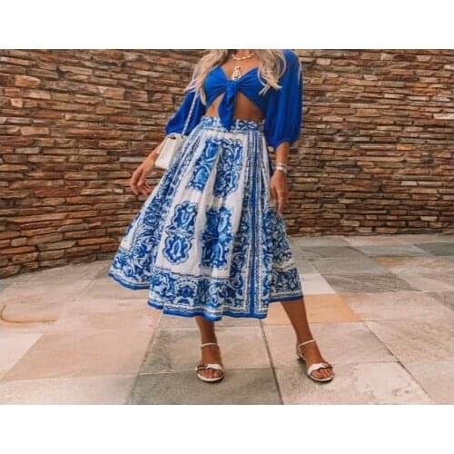 Women Fashion Printing Chiffon Skirt