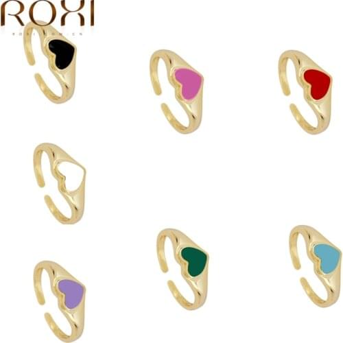 ROXI Minimalism Love Enamel WomenS Rings Adjustable Openings Ring 2021 Jewelry Birthday Anniversary Wedding Bands Jewelry Gifts