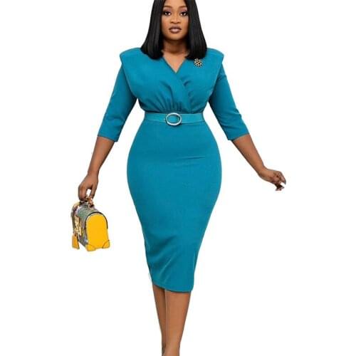 Spring Autumn Women Elegant Office Midi Dresses Ladies Bodycon O-Neck Female Fashion Sexy Work Pencil Dress