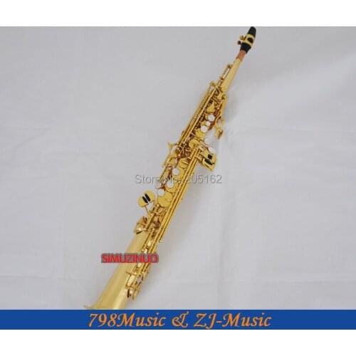 Gold Lacquer Straight Soprano saxophone Bb key to High F key and G Key