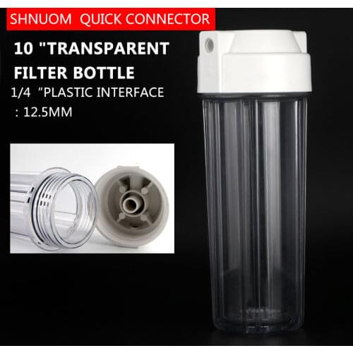 10 Inch Transparent Filter Bottle 1/4'' Thread 12MM Double Rubber Ring Explosion-proof Water Purifier Leak Proof Cartridge