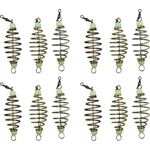 10Pcs Spring Fishing Feeder Luminous Fishing Cage Feeder Carp Bream Fishing Tackle Fishing Accessories