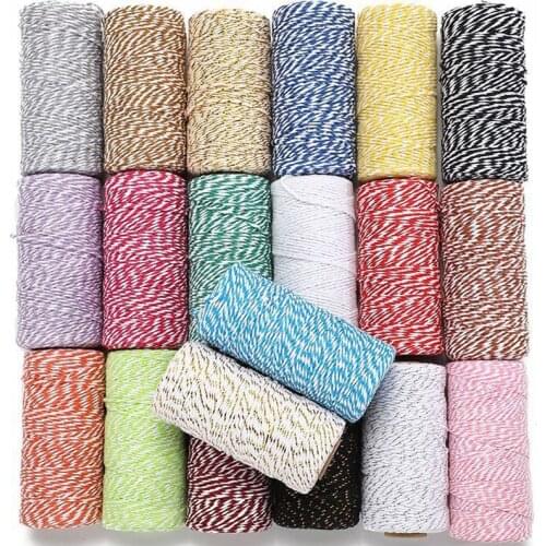 100M/Roll Cotton Cord Baker Twine Colorful Cotton Crafts Twine macrame Cord String DIY Home Textile Gift Wrapping Wedding Decor