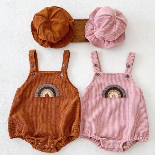 2pcs Newborn Baby Overalls Clothes Autumn Toddler Corduroy Romper Rainbow Infant Girl Boy Jumpsuit Baby Onesie Child Kids Outfit